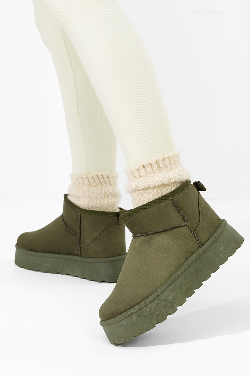 Cizme tip ugg cu platformă Zenaria verzi