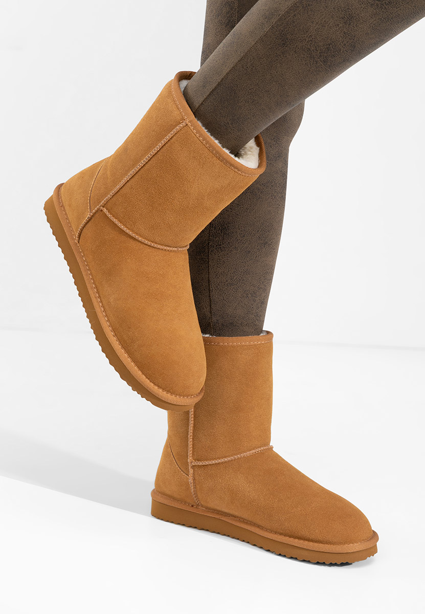 Cizme tip ugg Crisea camel
