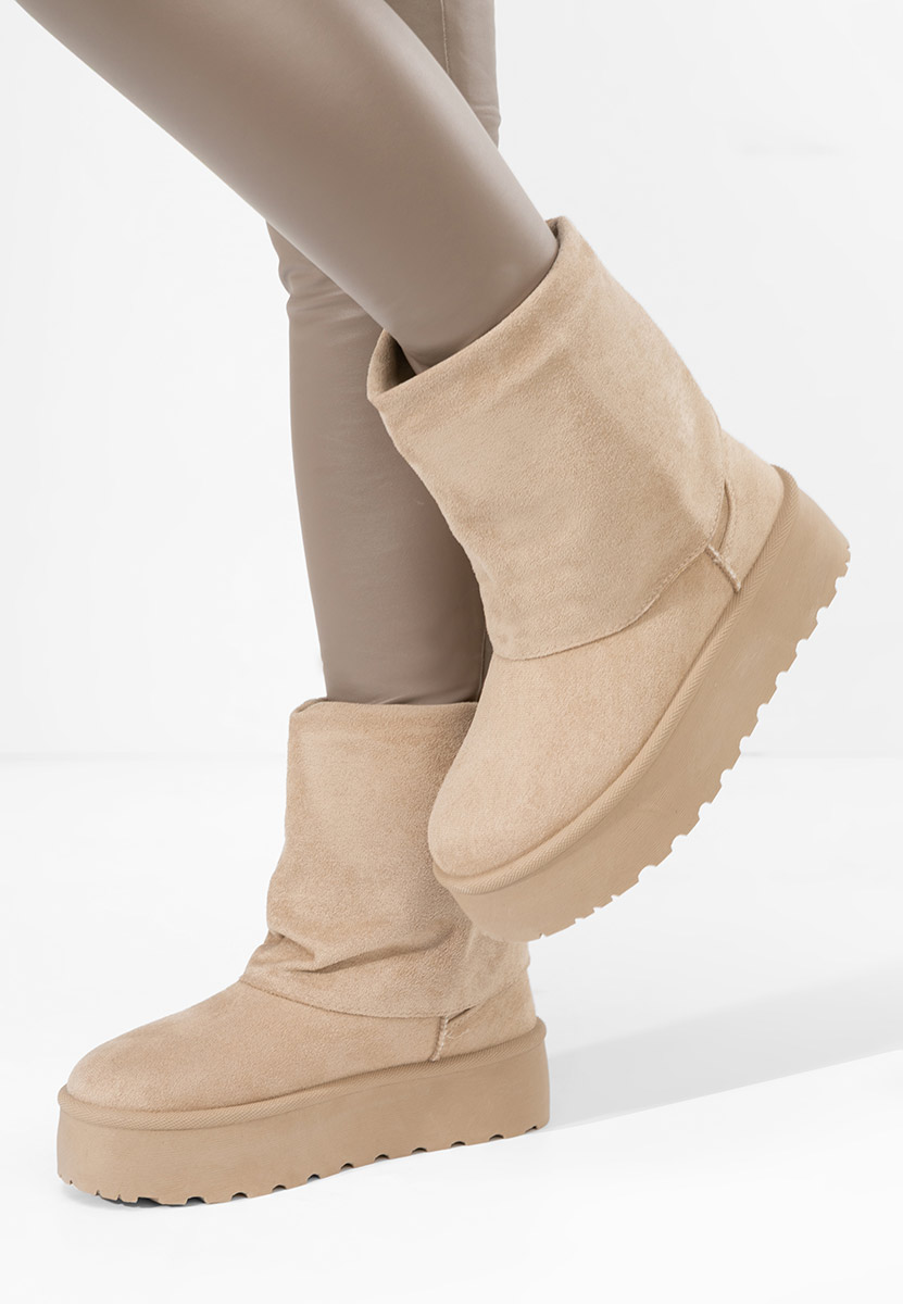 Cizme tip ugg cu platformă Janesia bej