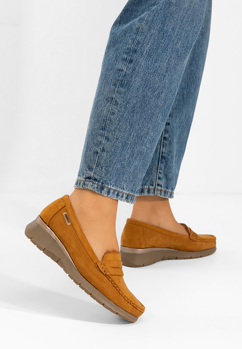 Mocasini dama cu platforma Hazelia camel