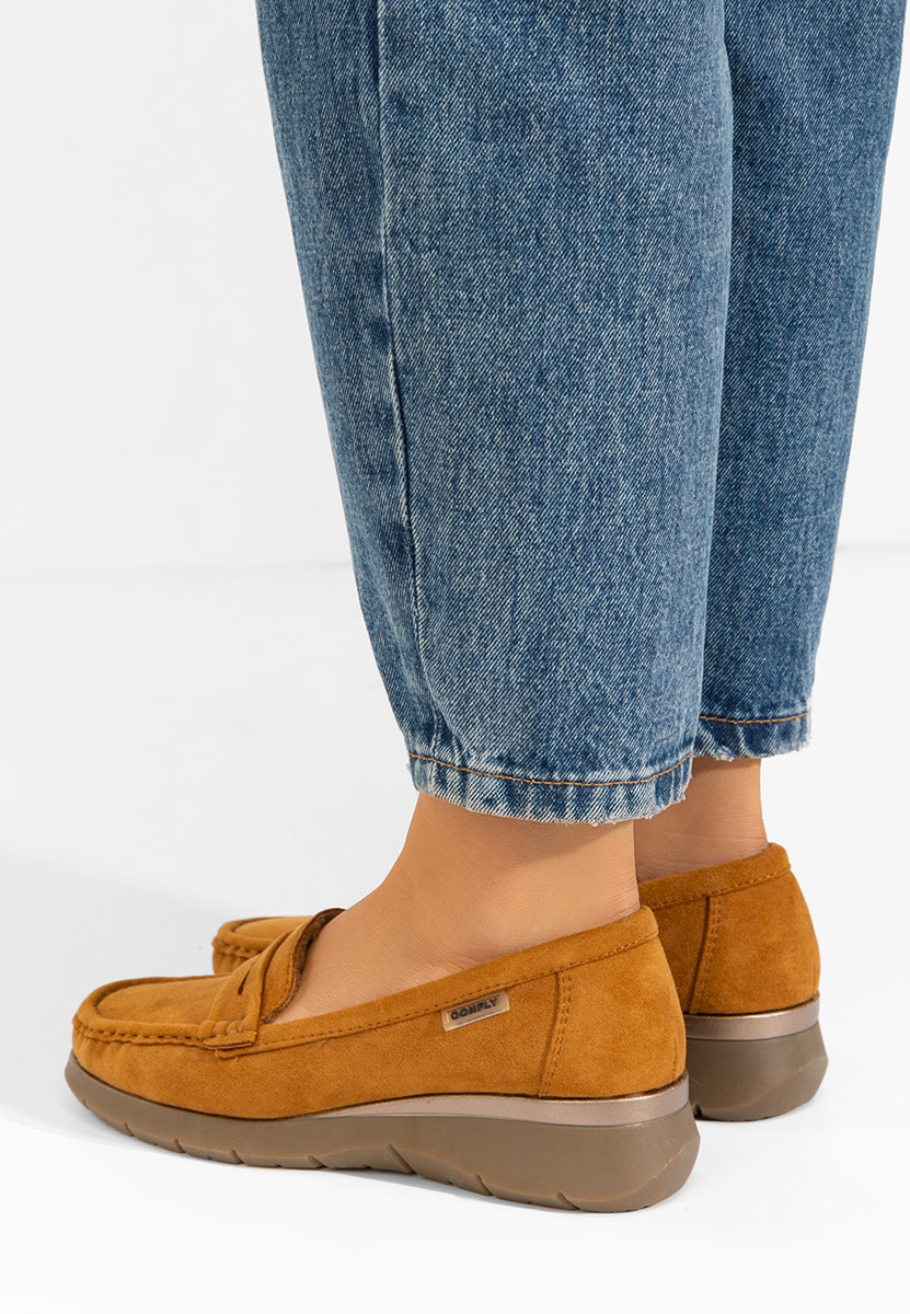 Mocasini dama cu platforma Hazelia camel