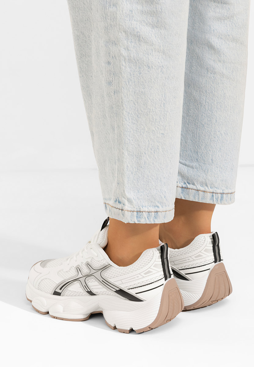 Sneakers cu platforma Kaliora albi