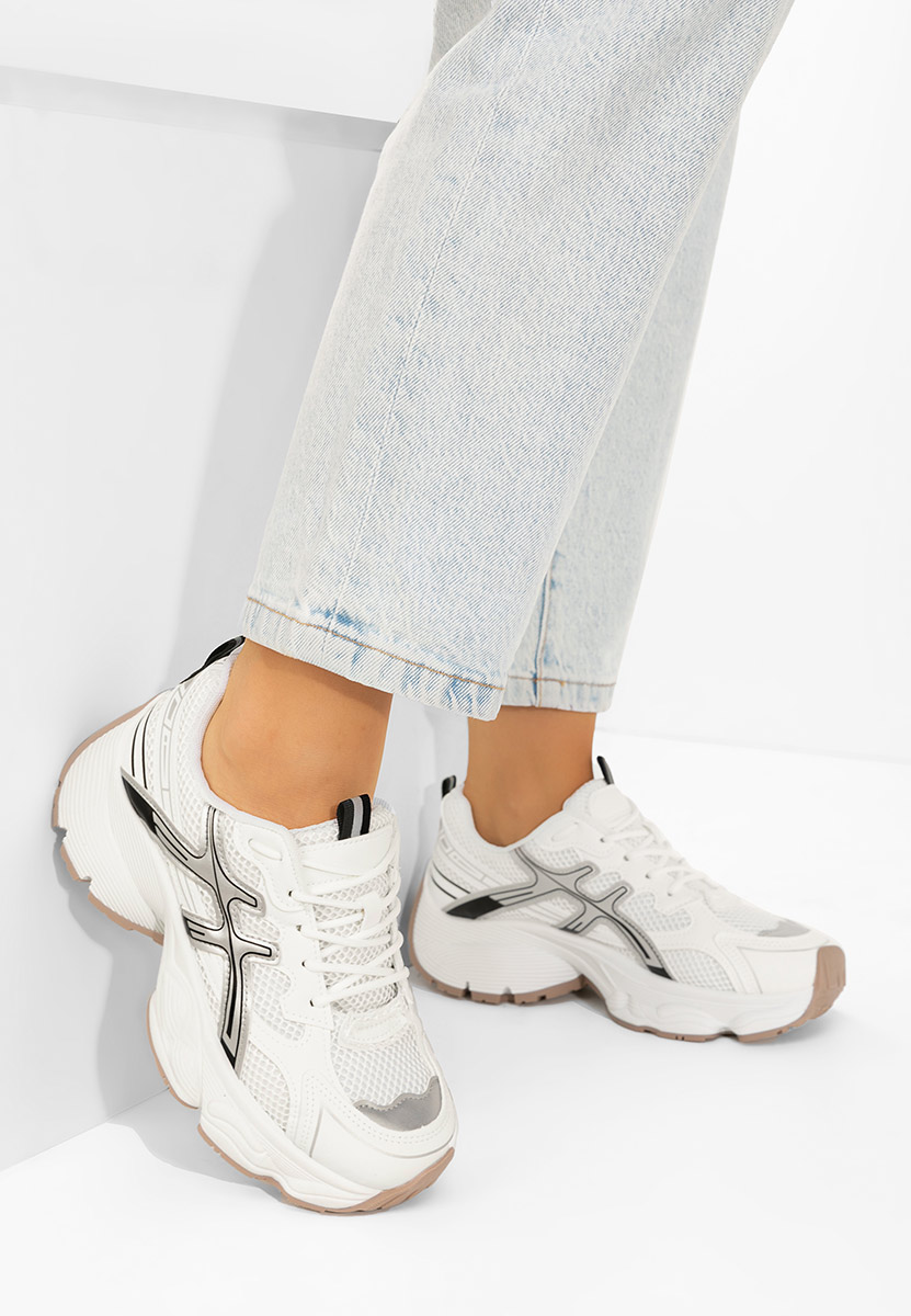 Sneakers cu platforma Kaliora albi