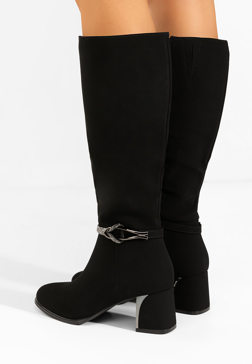Cizme dama elegante cu toc Avenora negre