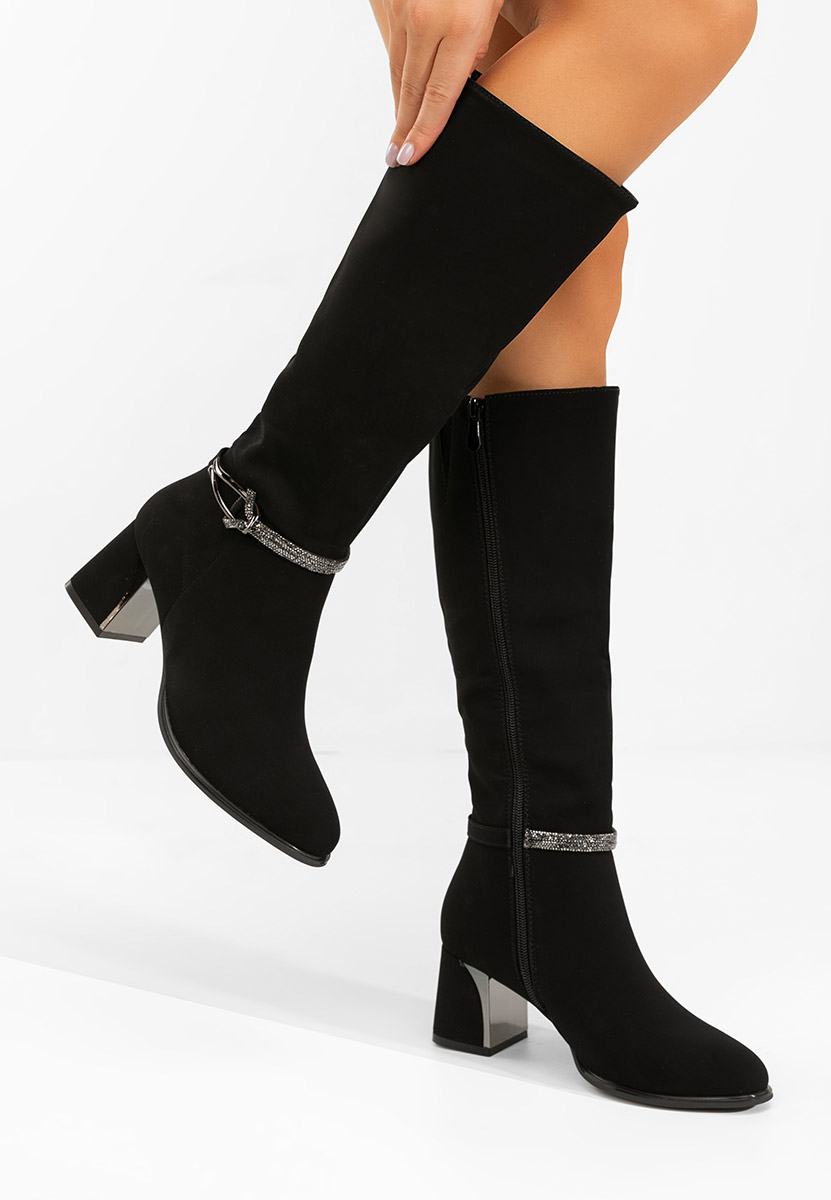 Cizme dama elegante cu toc Avenora negre