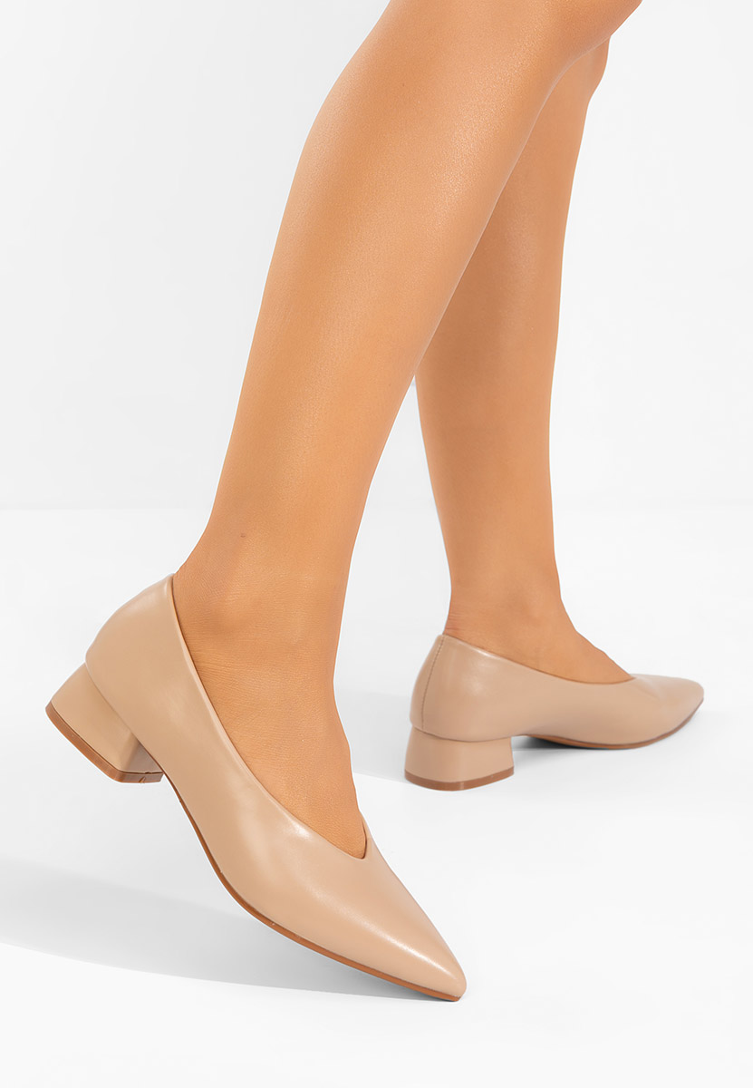 Pantofi cu toc gros Sarilia bej