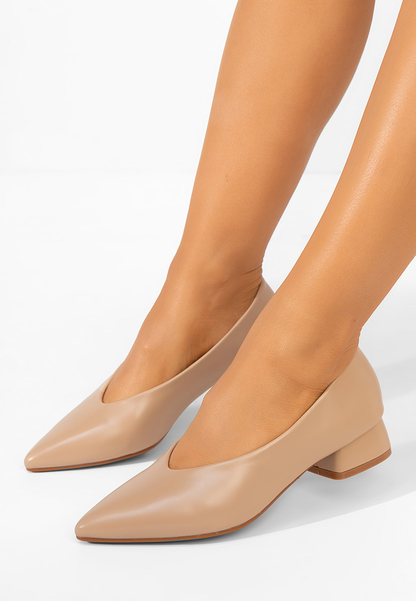 Pantofi cu toc gros Sarilia bej