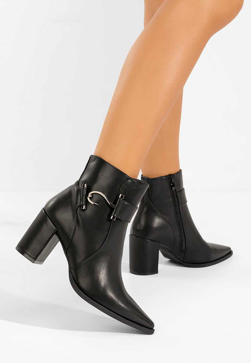 Botine cu toc gros Savira negre