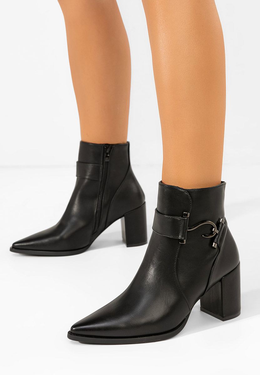 Botine cu toc gros Savira negre