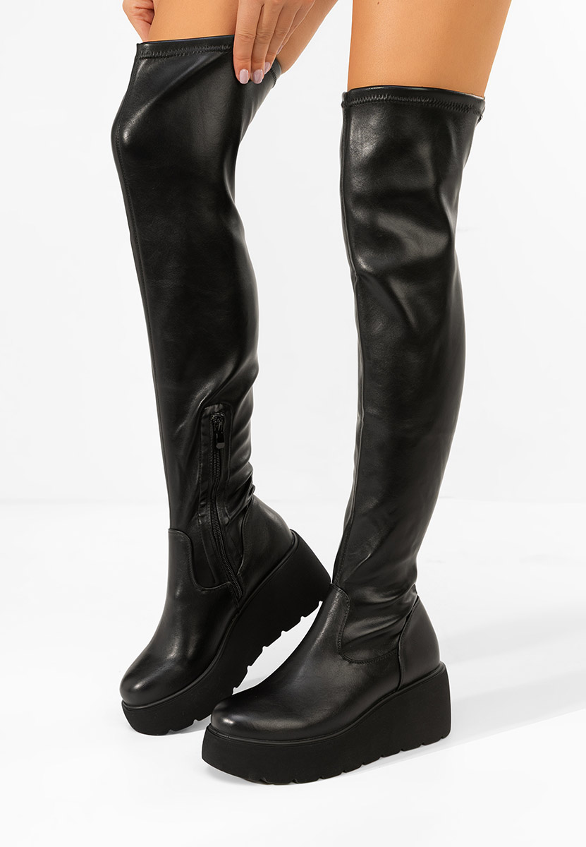 Cizme lungi peste genunchi Adeona negre Cizme lungi peste genunchi Adeona negre
