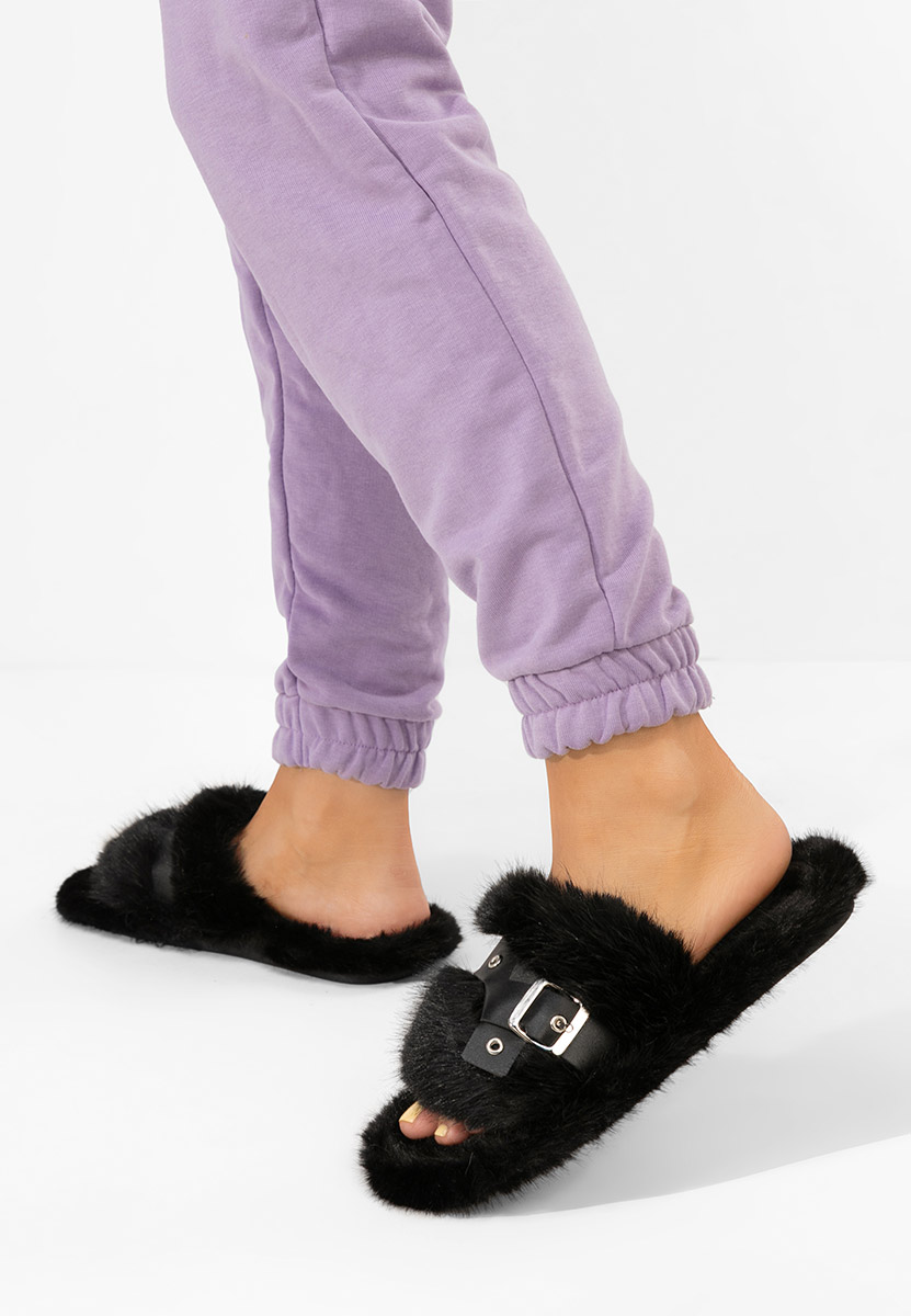 Papuci cu blanita Arlete negri Papuci cu blanita Arlete negri