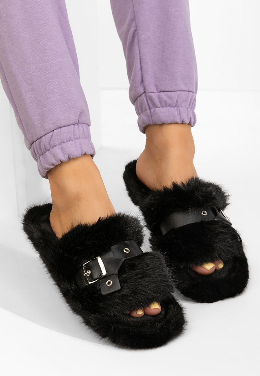 Papuci cu blanita Arlete negri Papuci cu blanita Arlete negri