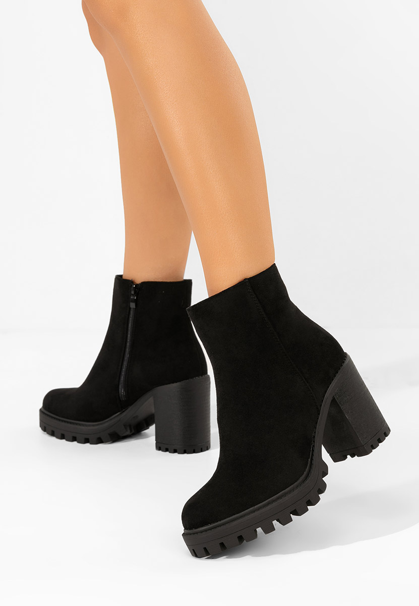 Botine cu toc gros Cavira negre