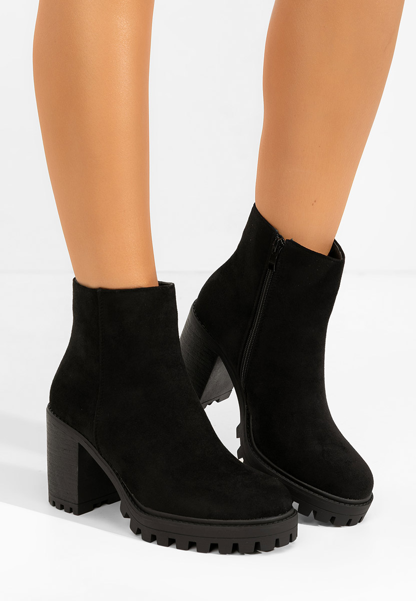 Botine cu toc gros Cavira negre