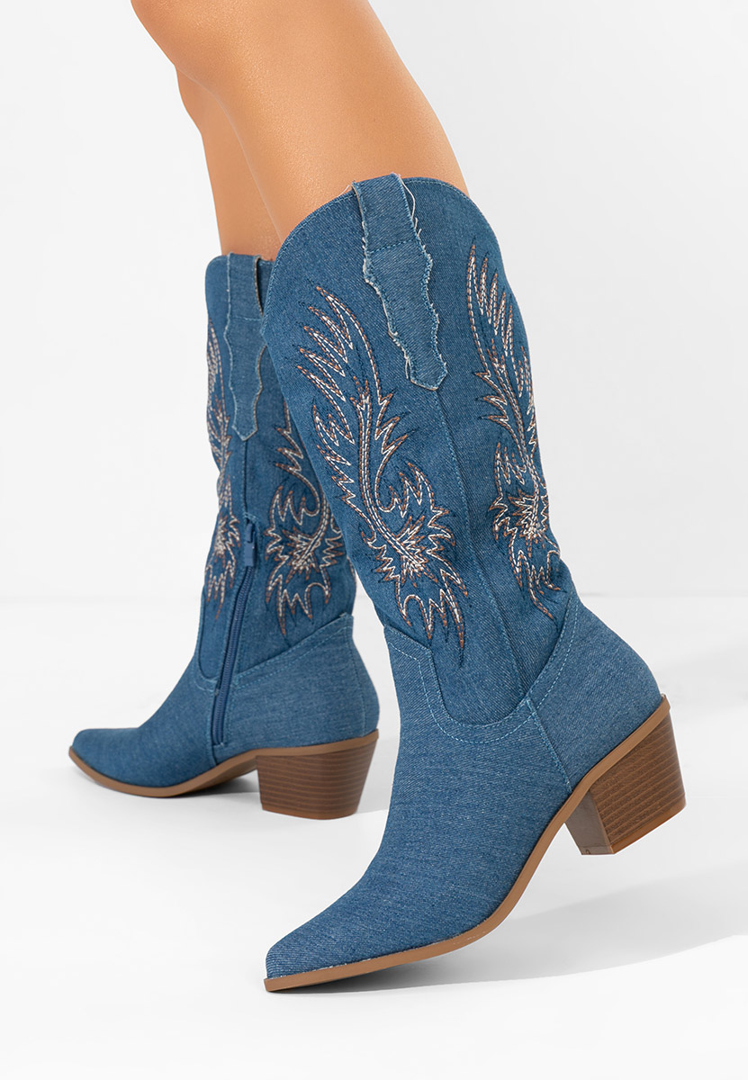 Cizme cowboy damă Tivaria denim