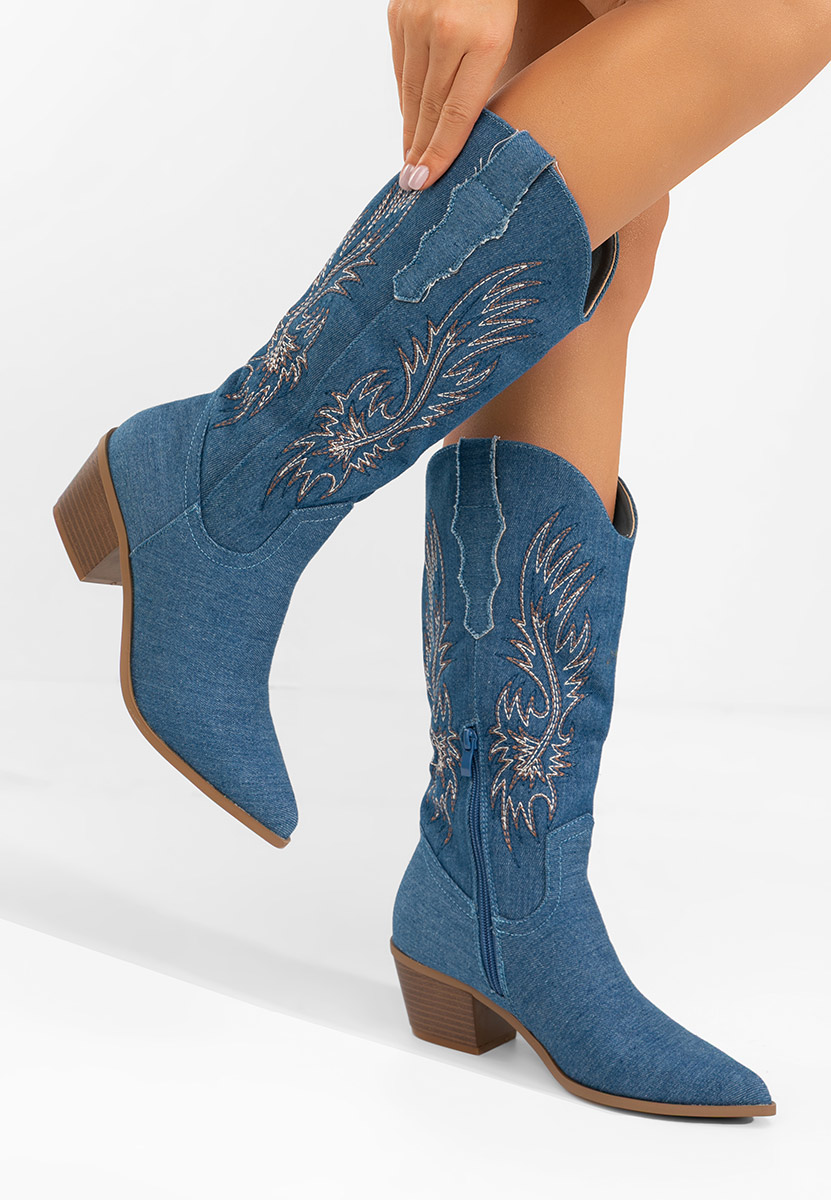 Cizme cowboy damă Tivaria denim