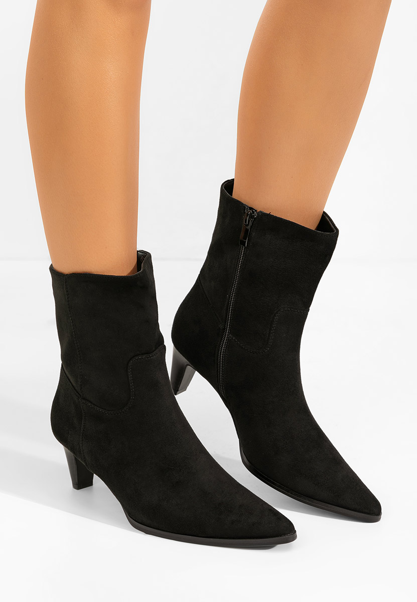 Botine cu toc subtire Cendira negre