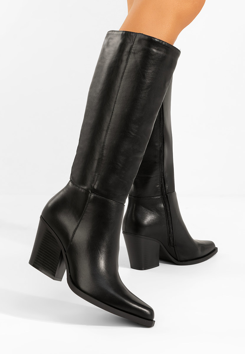 Cizme cu toc gros Glenira negre Cizme cu toc gros Glenira negre