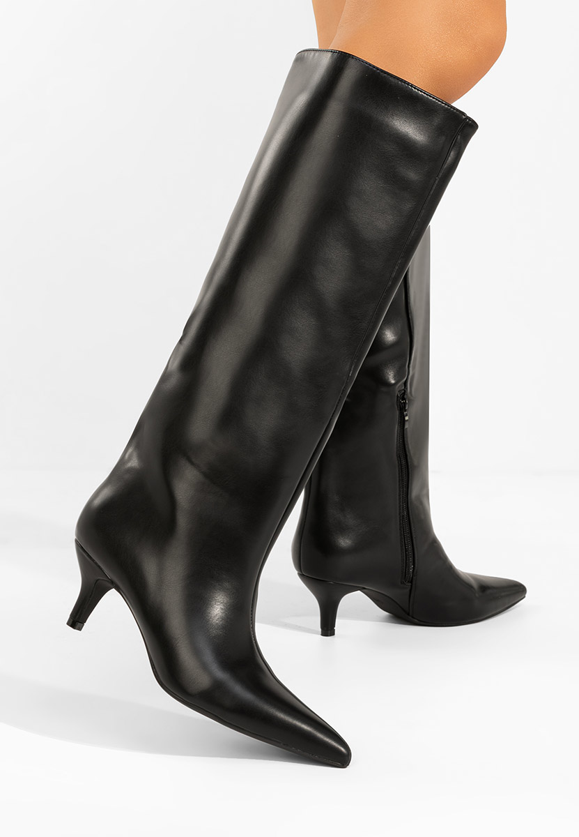 Cizme dama elegante cu toc Brelisa negre