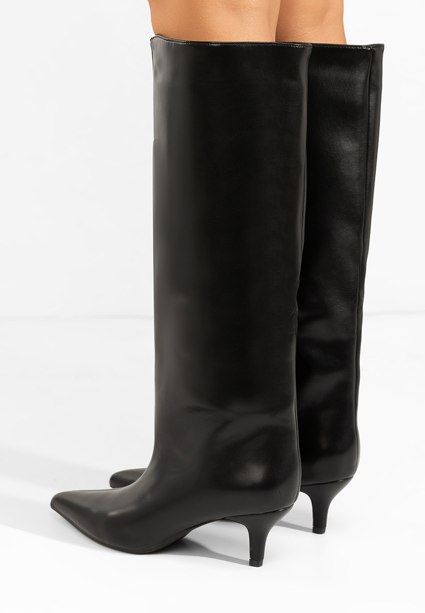 Cizme dama elegante cu toc Brelisa negre