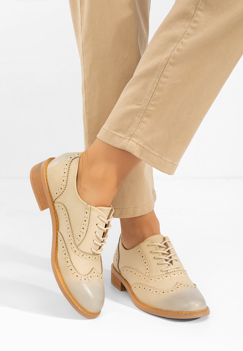 Pantofi dama brogue Cilora bej