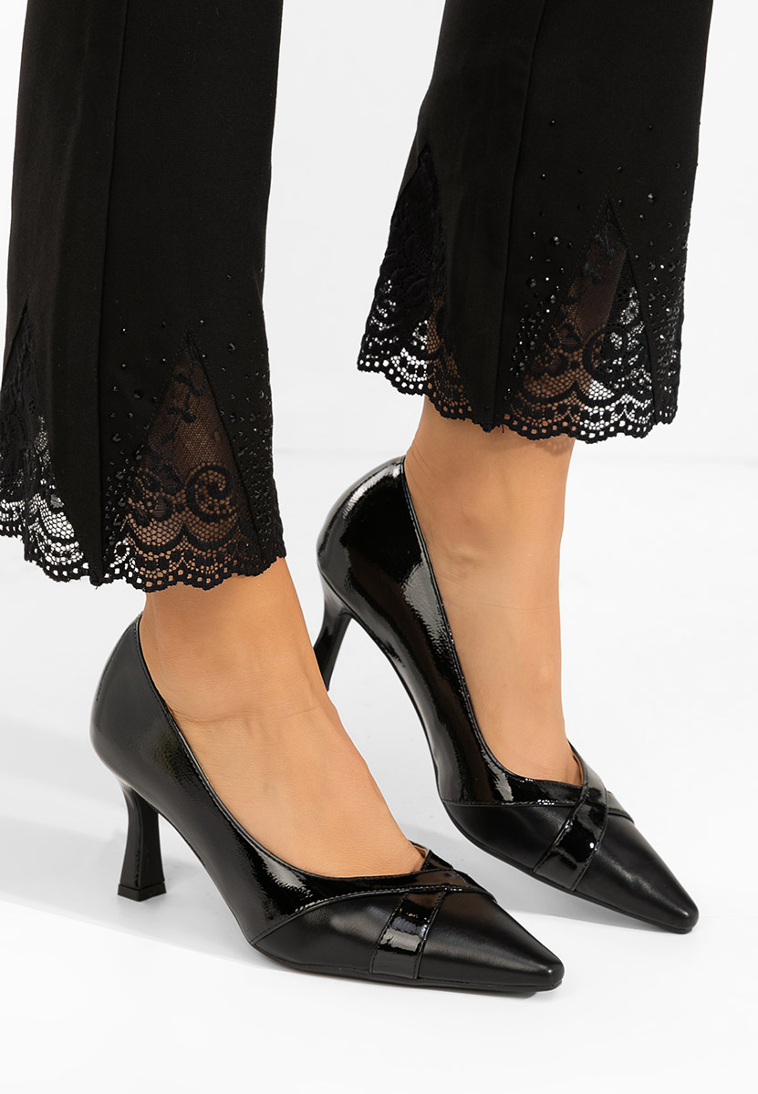 Pantofi cu toc subtire Ronie negri