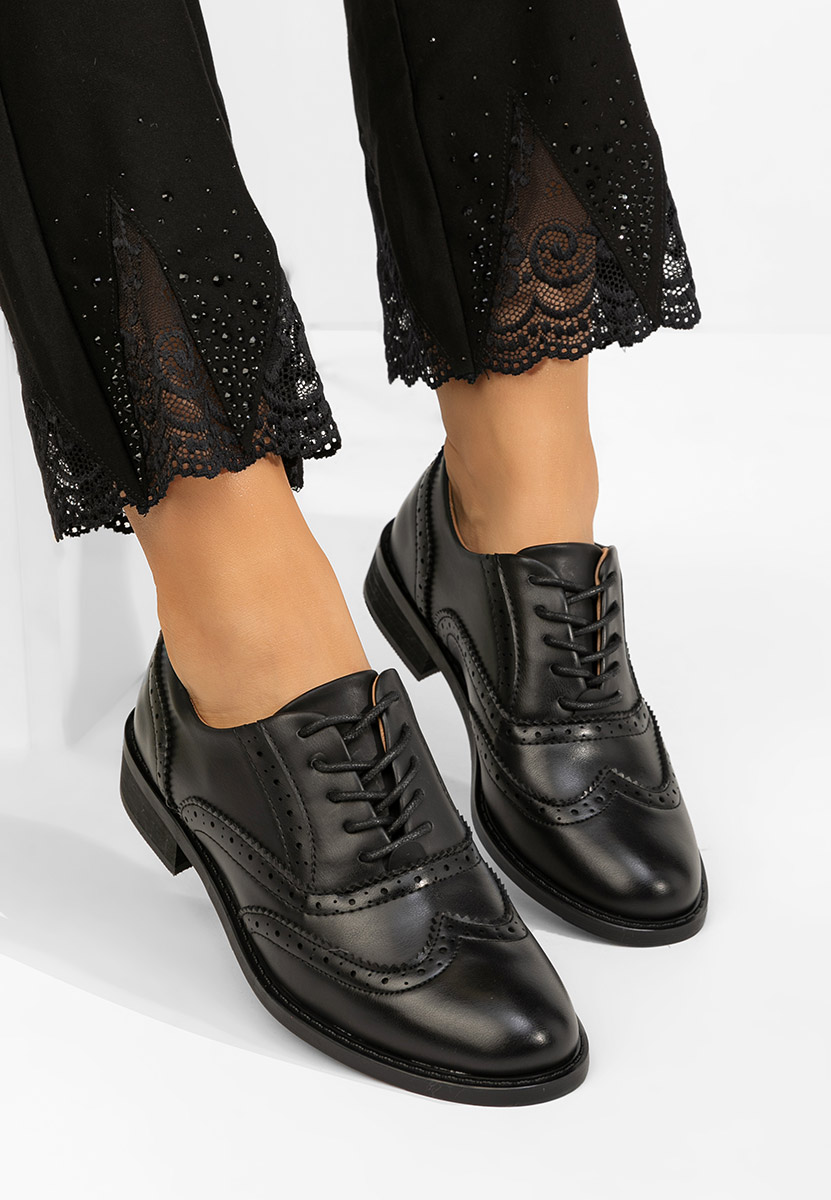 Pantofi dama brogue Cilora negri