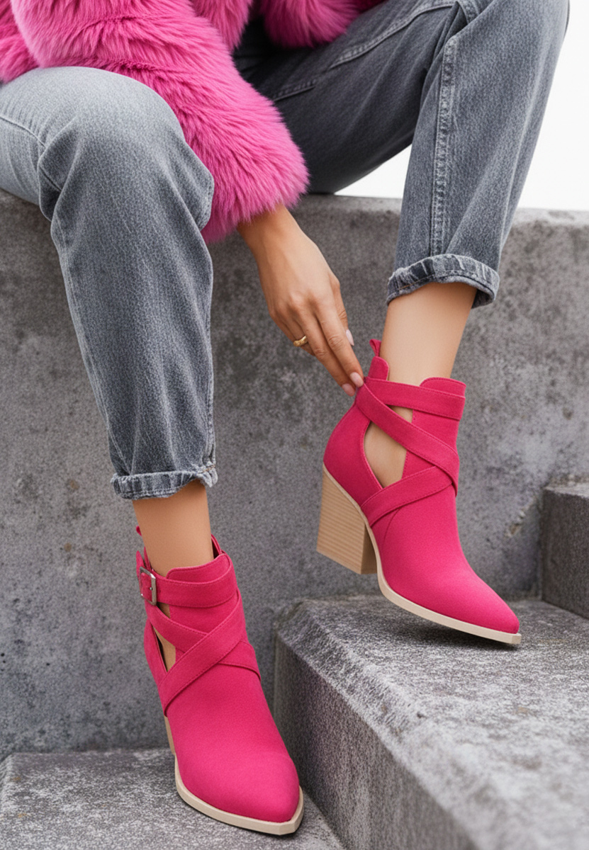 Botine de vara Rayana fucsia
