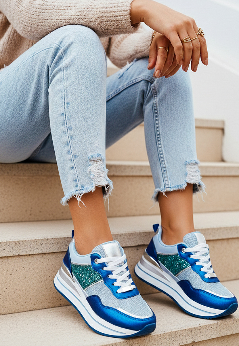 Sneakers cu platformă Hanifa albastri