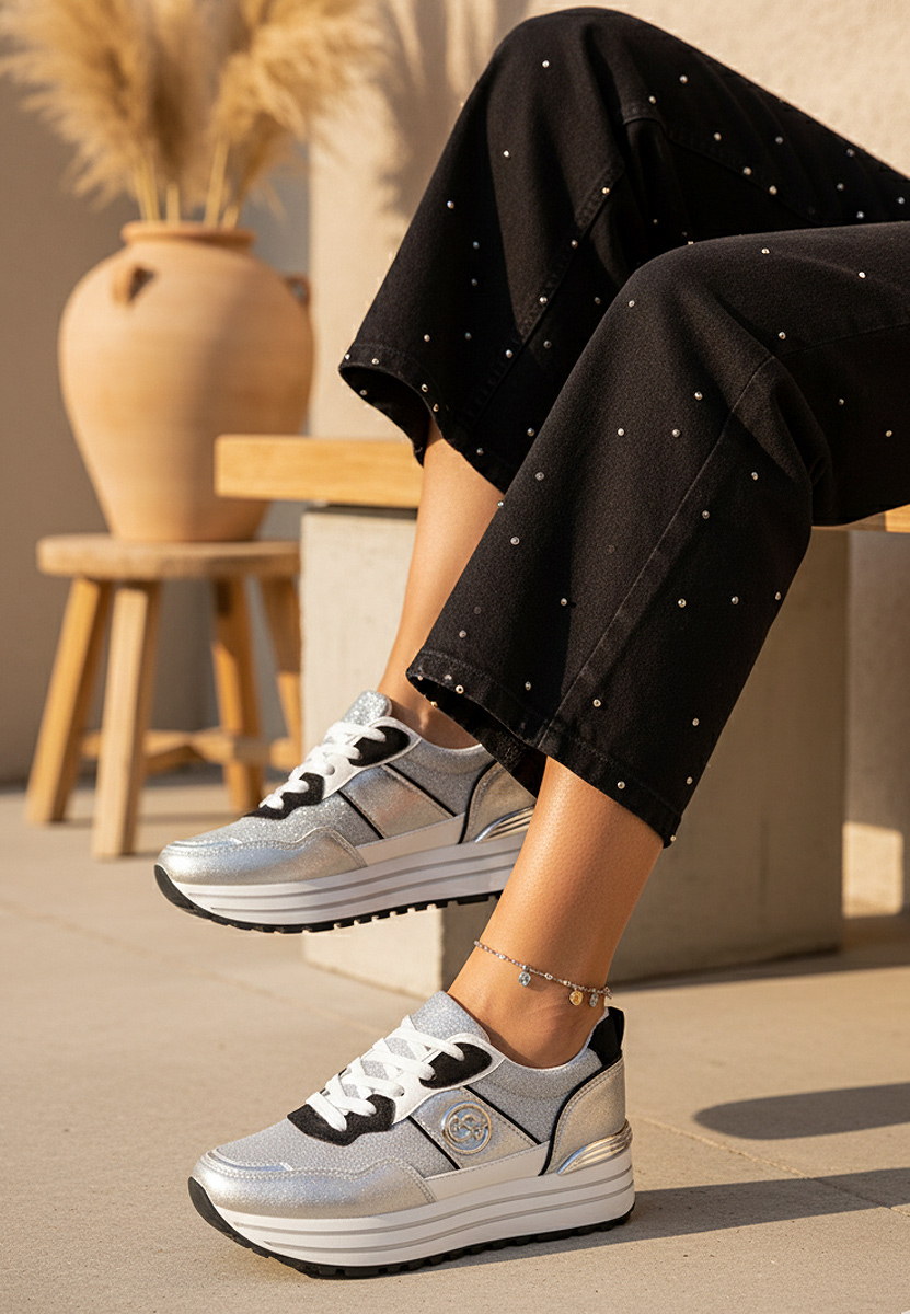 Sneakers cu platforma Lamisia argintii