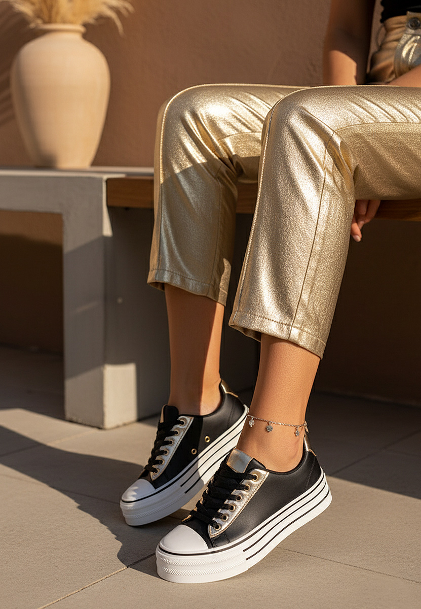 Tenisi cu platformă Lorraine negri