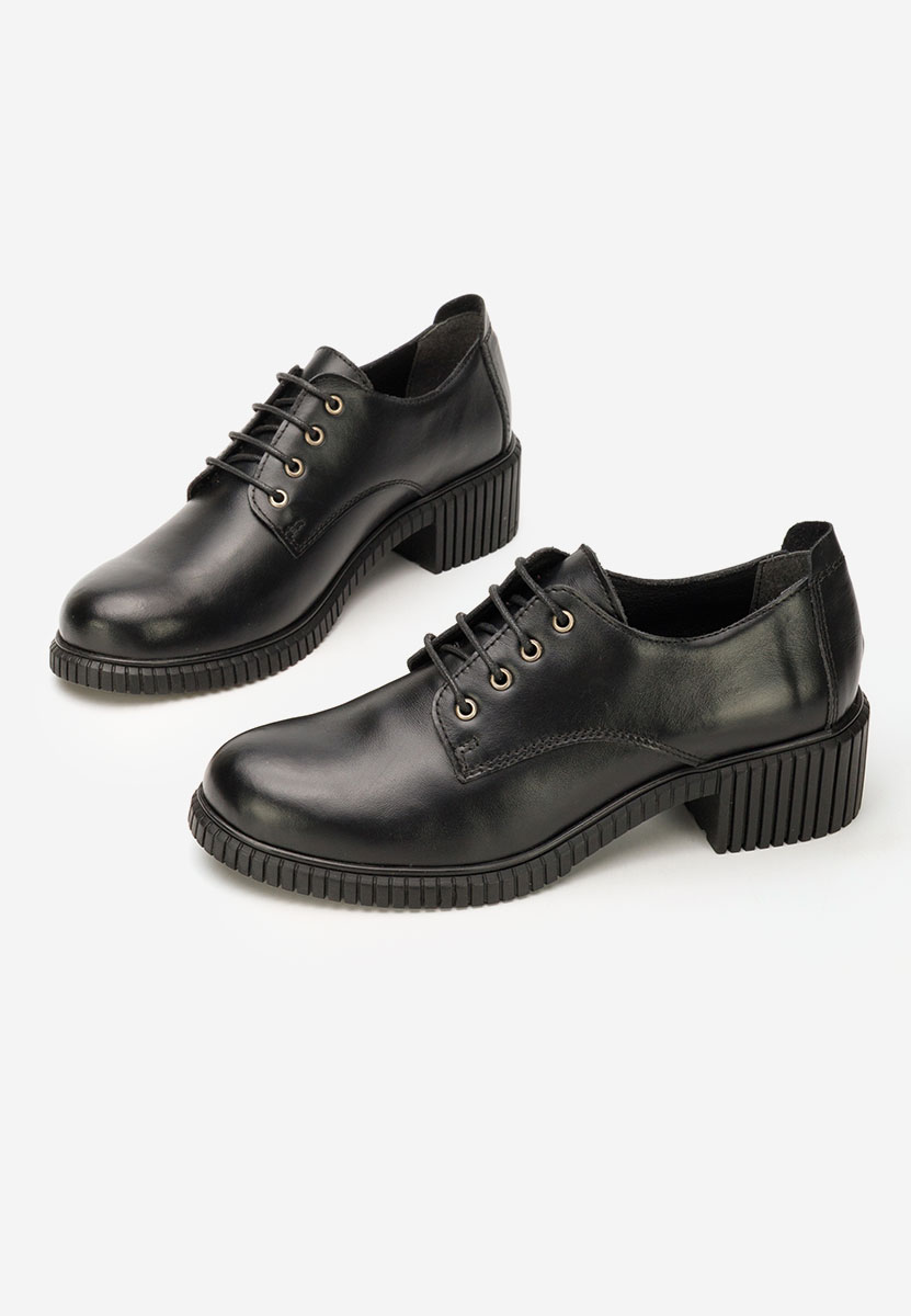 Pantofi cu toc si siret Roanne negri