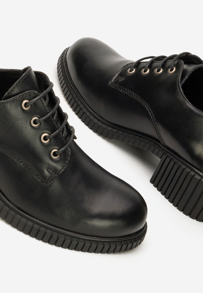 Pantofi cu toc si siret Roanne negri