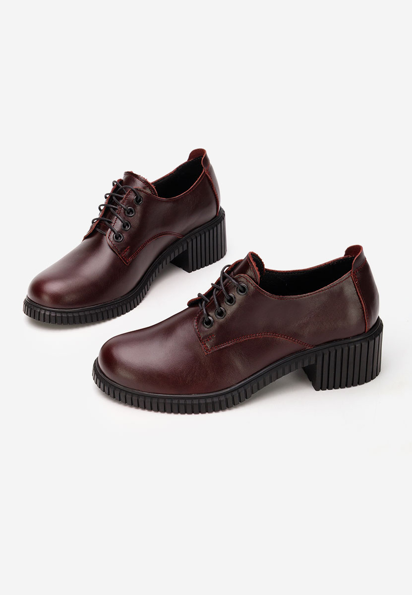 Pantofi cu toc si siret Roanne grena