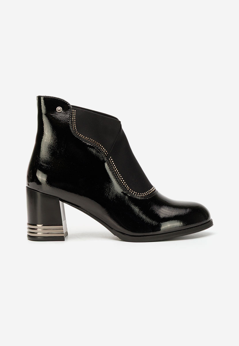 Botine cu toc gros Mirtha negre