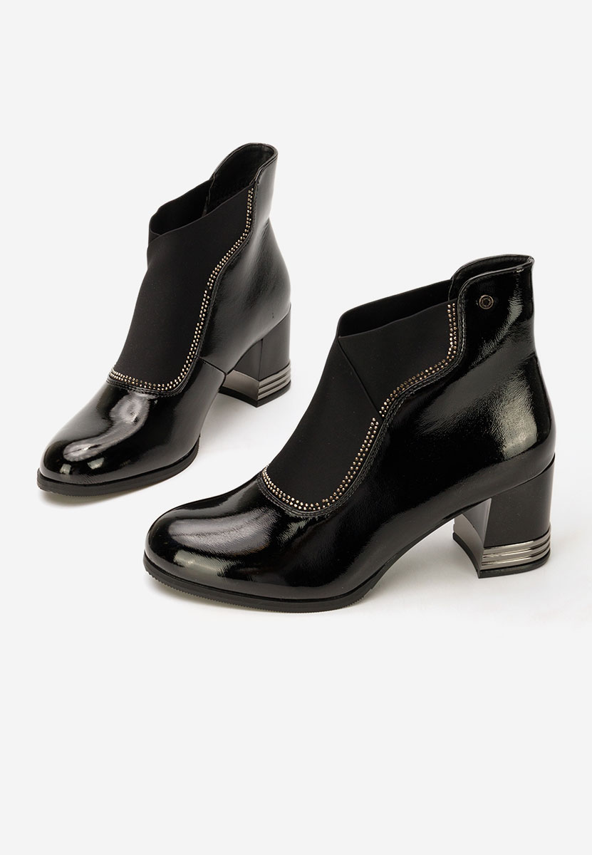 Botine cu toc gros Mirtha negre
