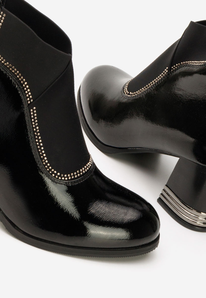 Botine cu toc gros Mirtha negre