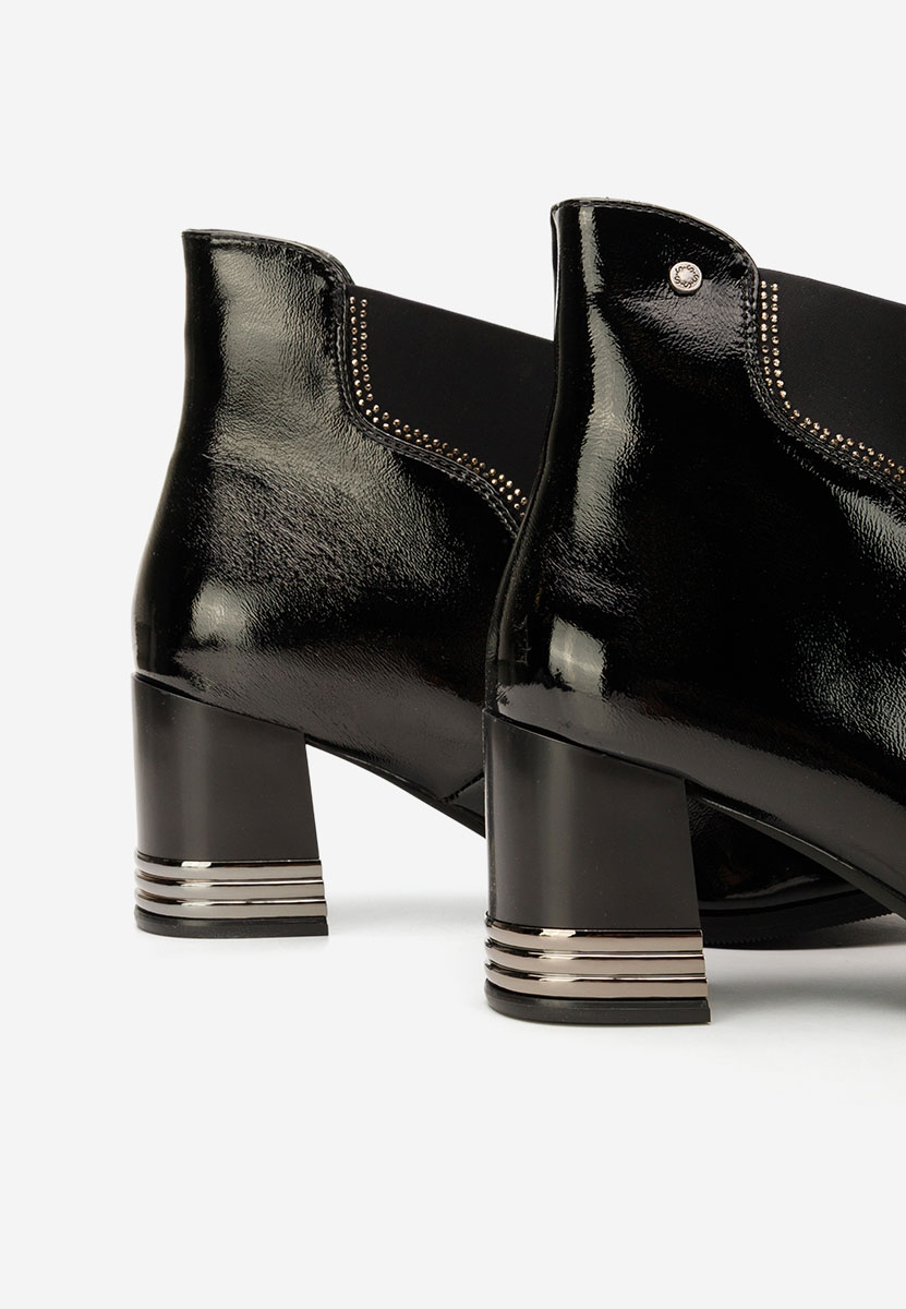 Botine cu toc gros Mirtha negre