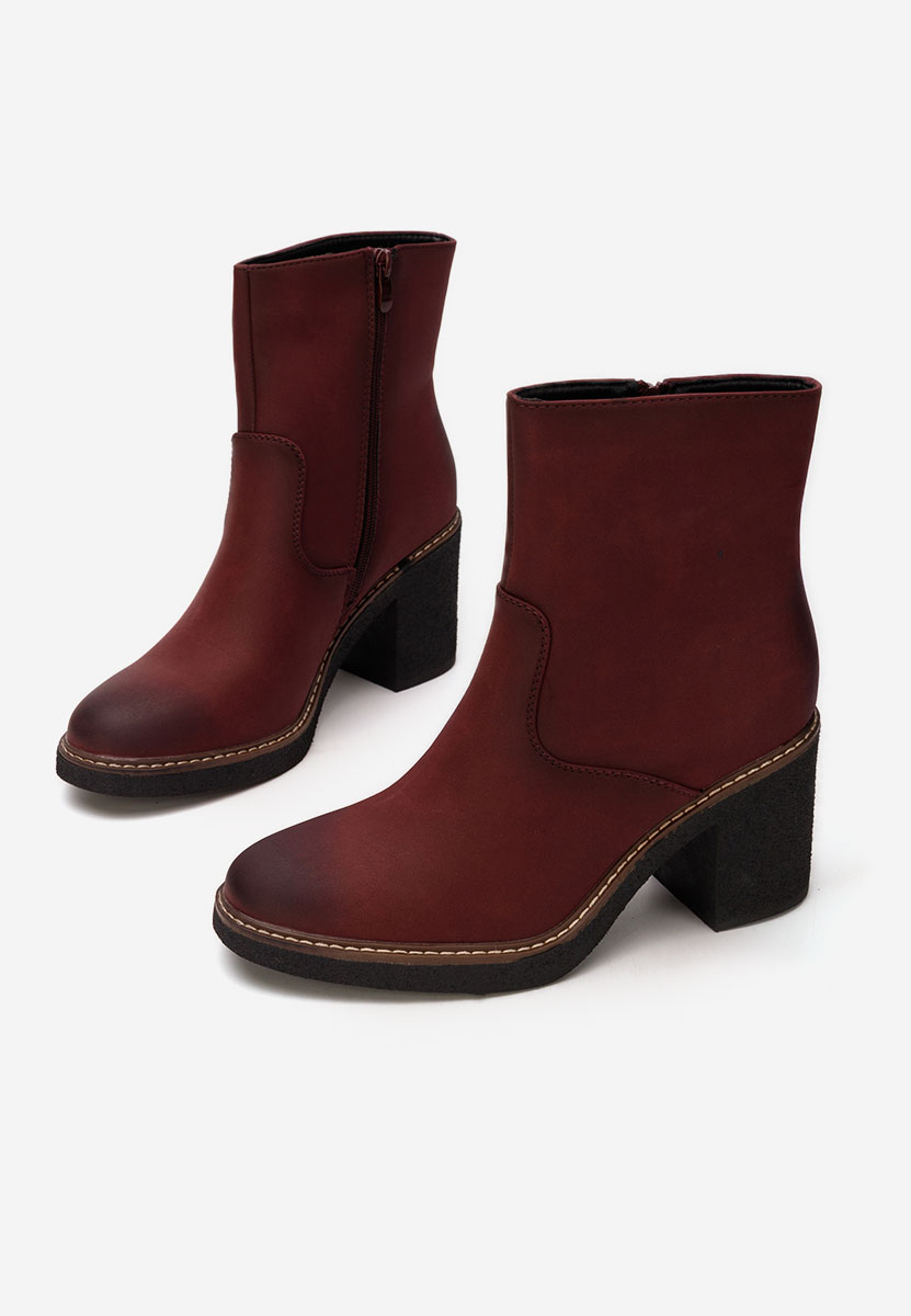 Botine cu toc gros Cyndi grena