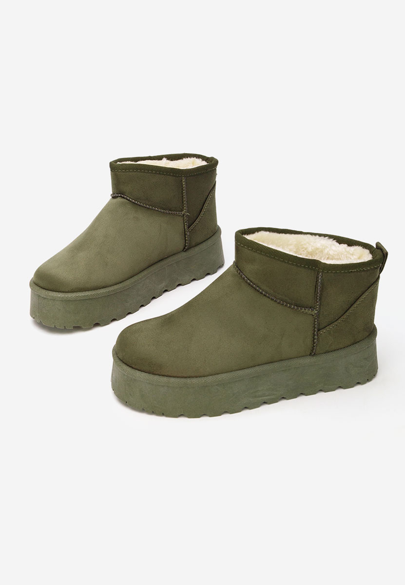 Cizme tip ugg cu platformă Zenaria verzi
