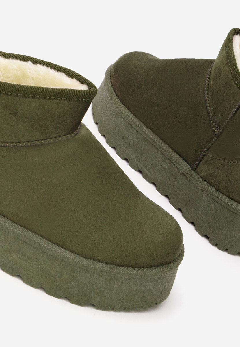 Cizme tip ugg cu platformă Zenaria verzi