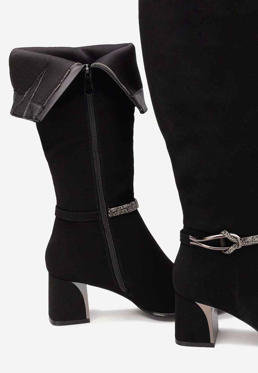 Cizme dama elegante cu toc Avenora negre