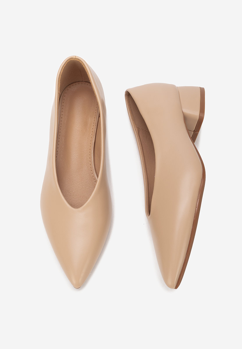 Pantofi cu toc gros Sarilia bej