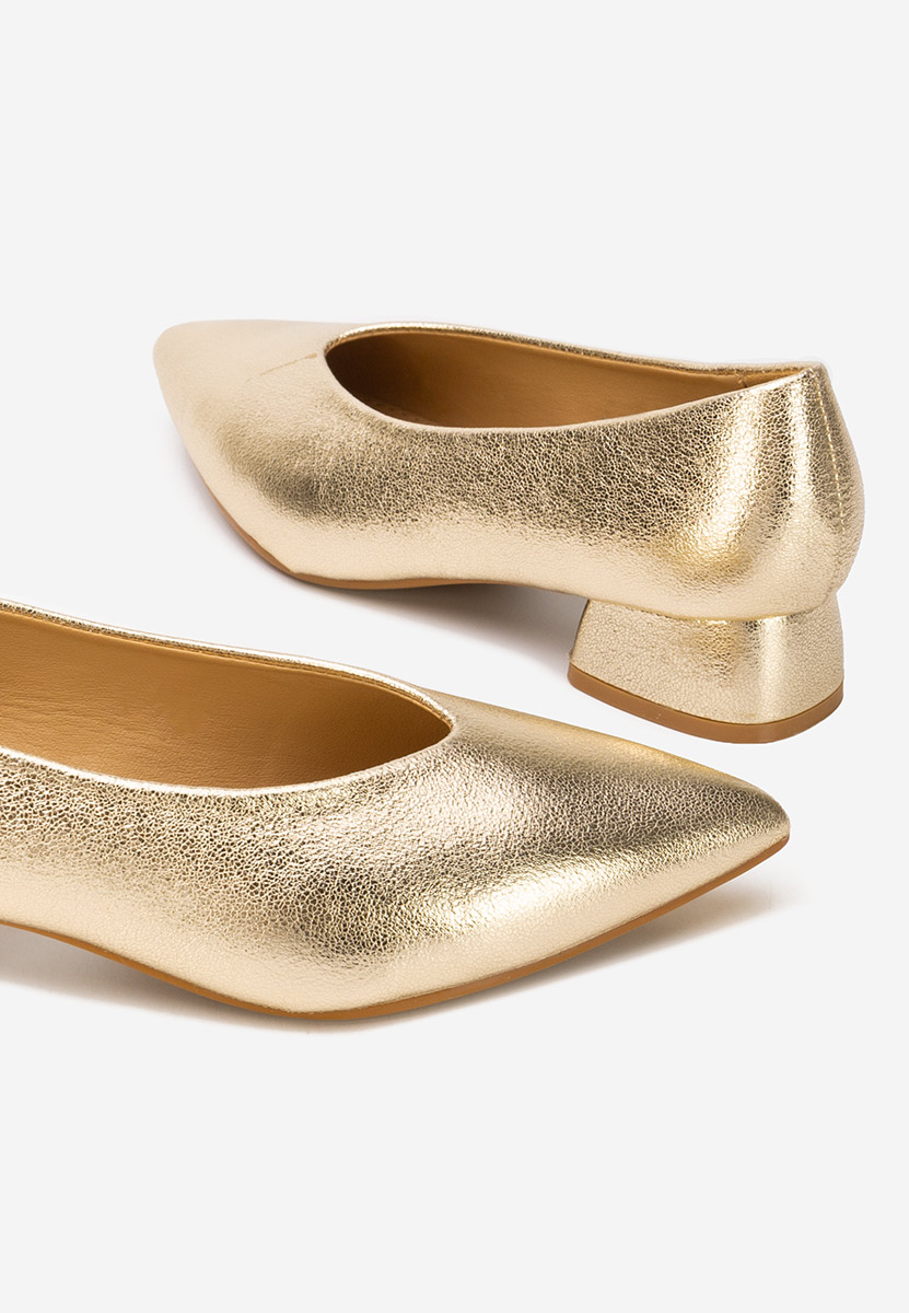 Pantofi cu toc gros Sarilia aurii