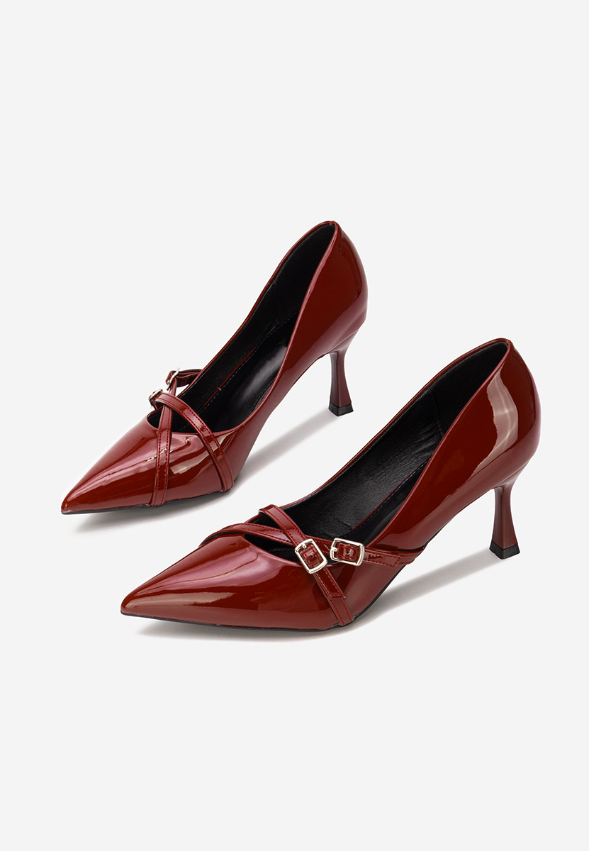 Pantofi cu toc subtire Neena rosii