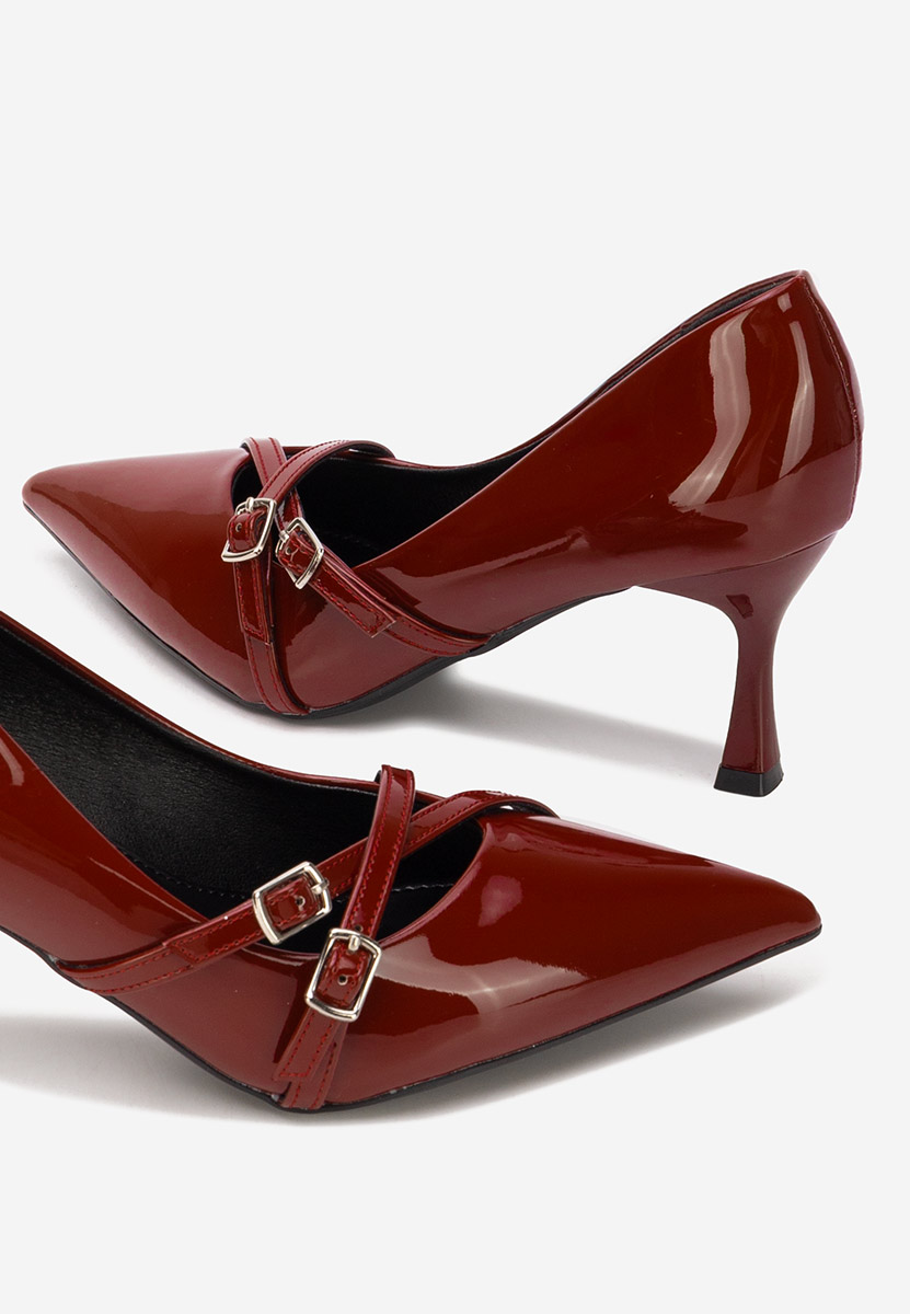 Pantofi cu toc subtire Neena rosii