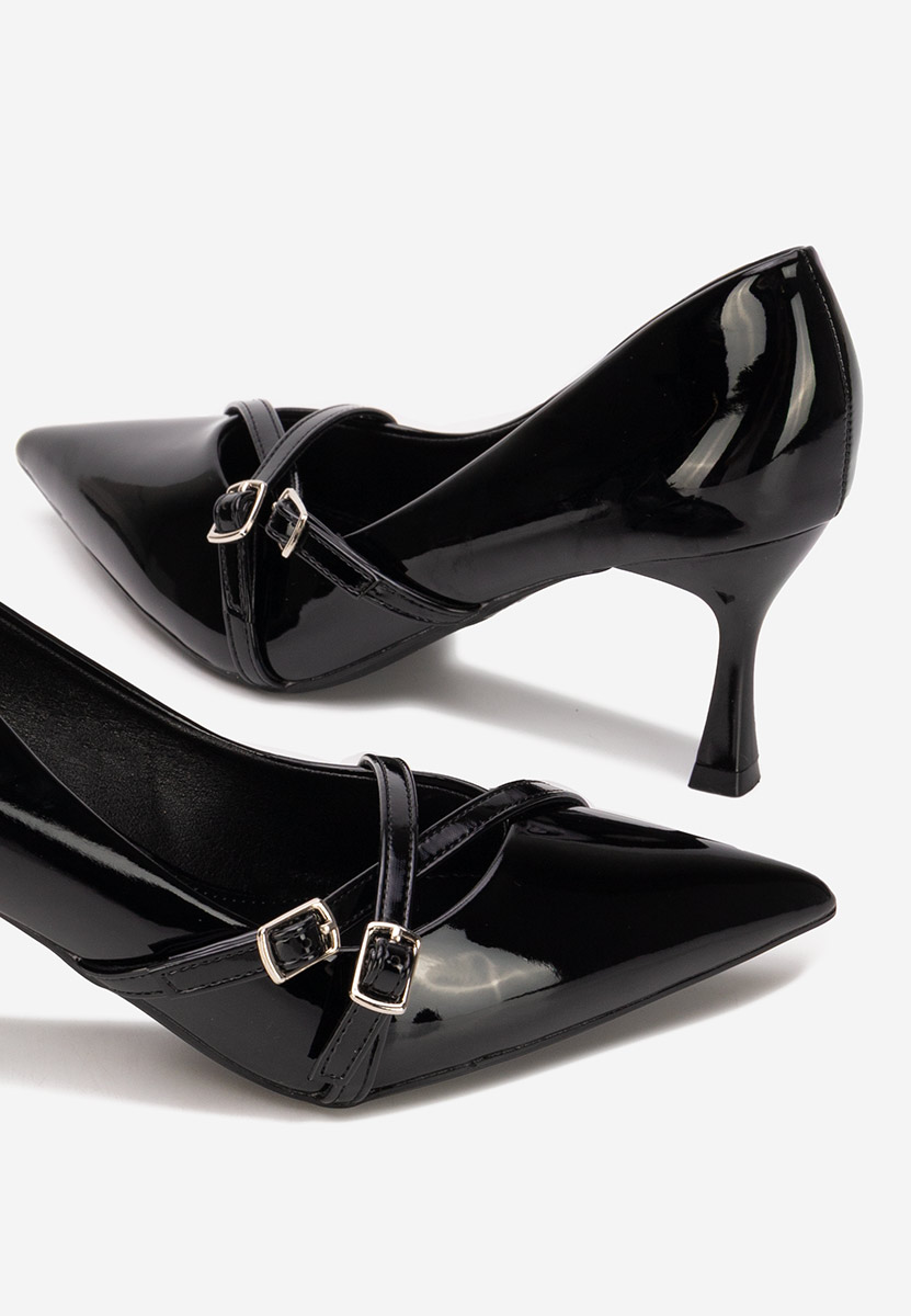 Pantofi cu toc subtire Neena negri