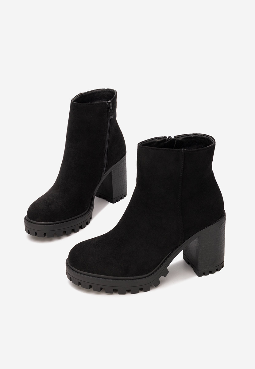 Botine cu toc gros Cavira negre