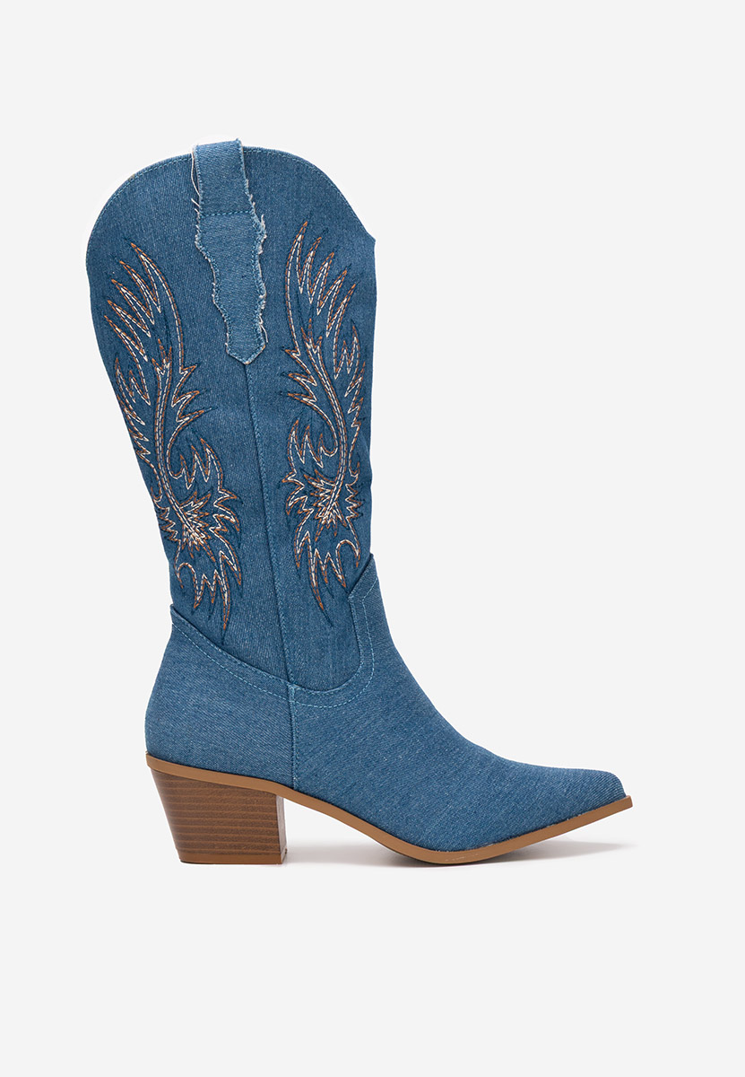 Cizme cowboy damă Tivaria denim