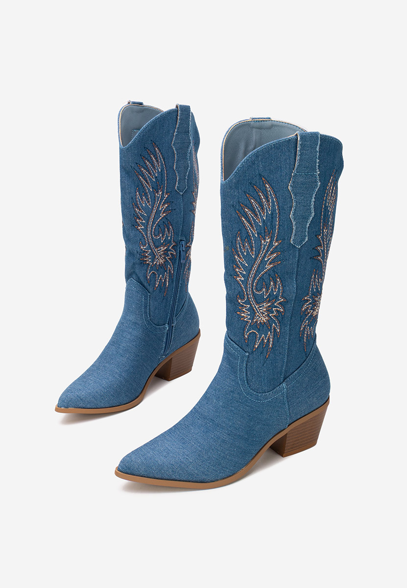 Cizme cowboy damă Tivaria denim